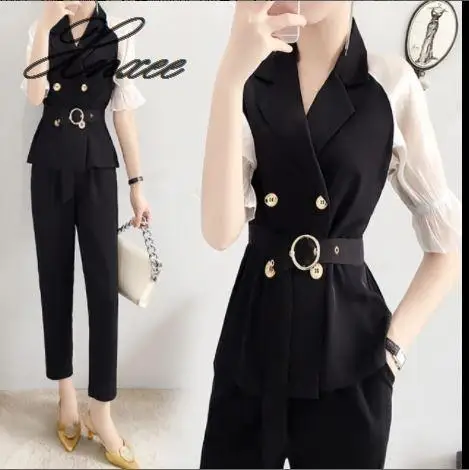 

2019 autumn new casual professional suit pants two-piece female Korean fashion temperament spring and summer wear