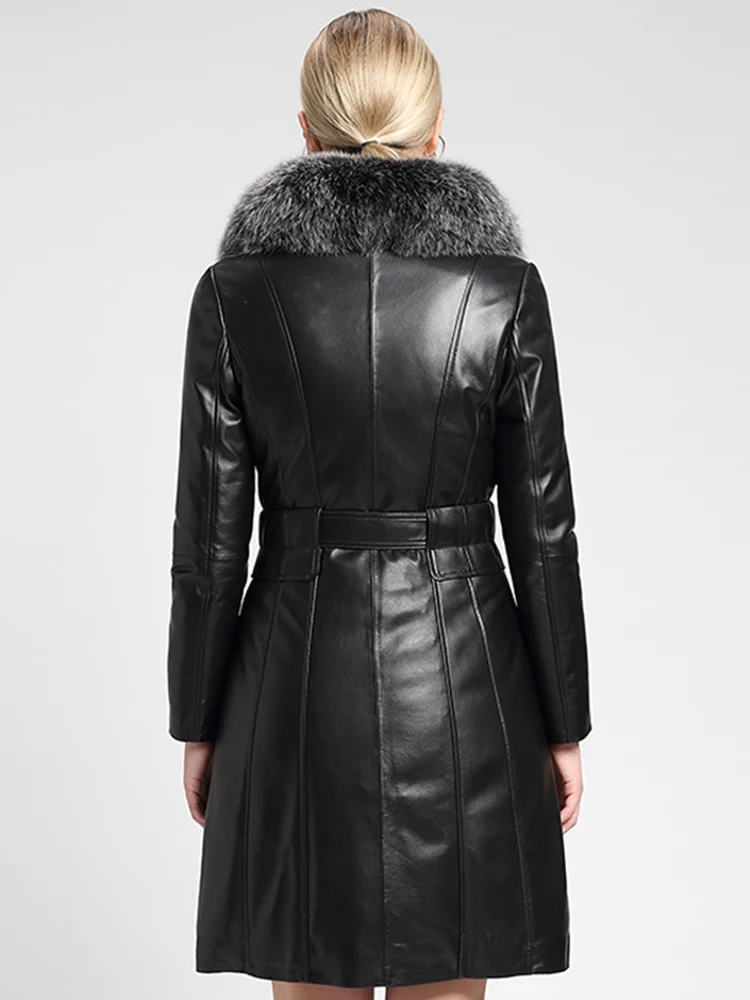 

Sheepskin Real Coat Female Fox Fur Collar Down Jacket Winter Jacket Women Genuine Leather Jacket Long Jackets 4xl MY3925 s