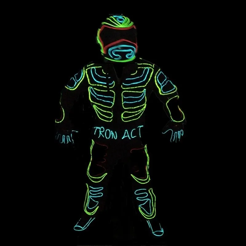 LED Tron Dance Wear Party event evening performance EL Growing Flashing Robot Suit Birthday christmas dj show stage Costume