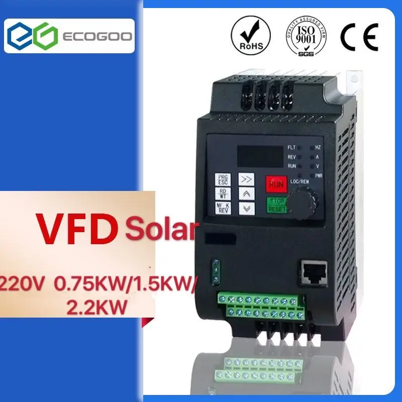 

Vector Control frequency converter 0.75kw/1.5kw/2.2kw/ DC 200V-400V to Three-phase 220V solar pump inverter with MPPT control