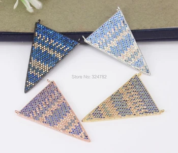 

5pcs Charm Cubic Zirconia Triangle pendant beads with Double Bails,Micro Pave CZ Triangle pendant Beads For Jewelry Making