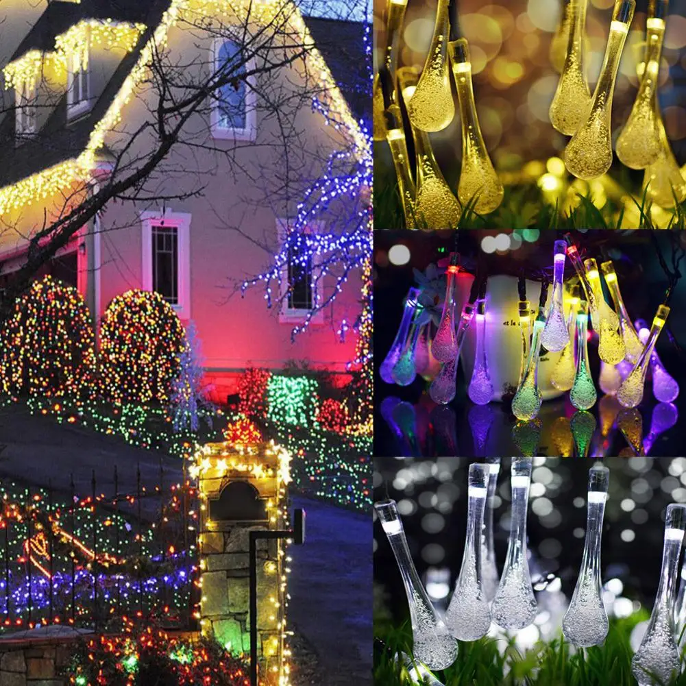 7 м в форме капли световая гирлянда 50LED разъем для солнечных батарей световая гирлянда Рождественская Свадебная вечеринка декоративная подарочная бутафория украшение для дома и сада