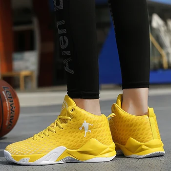 

women shoes men high top sneakers casual trainers sports male black platform hot sale fashion ladies basketball footwear yellow