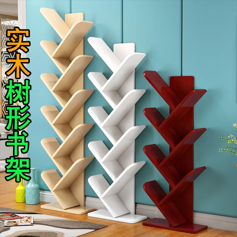  Creative tree bookshelf solid wood bookcase bookshelf children's student study bedroom living room  - 4000238679698