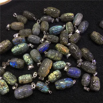 

Natural feldspar reticulated bucket beads pendant