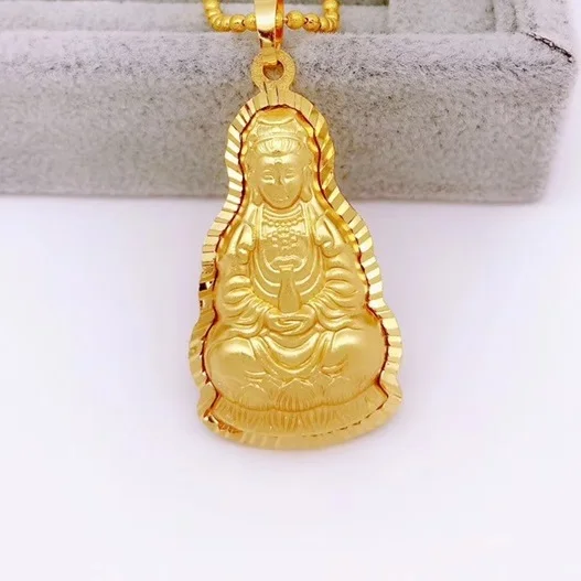 GUANYIN OMHXFC ювелирные изделия оптом YM381 Европейская мода горячая женщина мужчина Вечеринка День рождения Свадьба подарок с изображением Будды и Гуаньинь 24KT золотой кулон Шарм - Цвет камня: GUANYIN