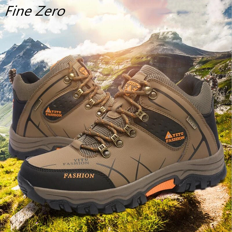 

New Big Size 47 Autumn Winter High Top Men Hiking Waterproof Trekking Boots Mountain Climbing Shoes Men Sports Rubber Sole Shoes