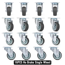  NAIERDI 2inch Swivel Caster 4/8/12/16PCS TPR Soft Rubber Wheels,Heavy Duty, Plate Caster for Platform Trolley Furniture 