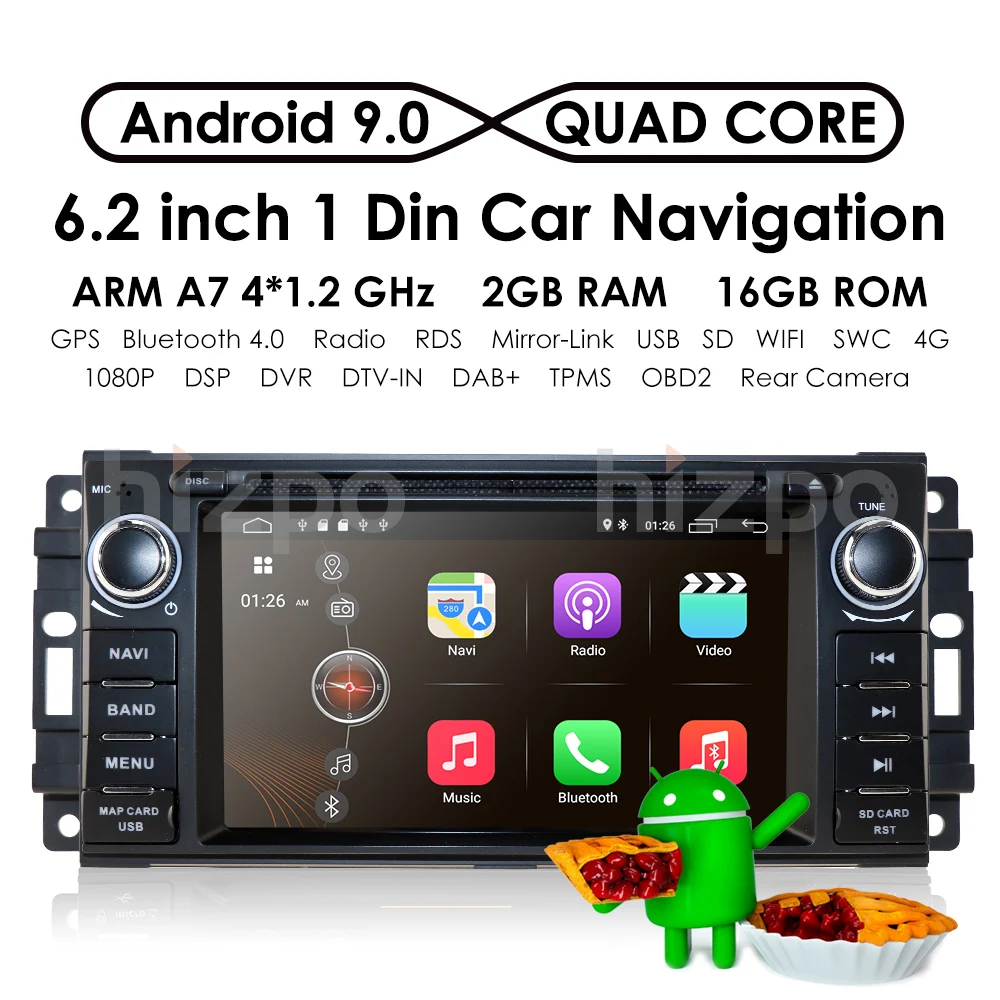 Автомобильный мультимедийный плеер 1din android 9,0 6,2 дюйма для Jeep/Chrysler/Dodge/Liberty/Wrangler/Sebring/Grand Cherokee радио gps DVD USB