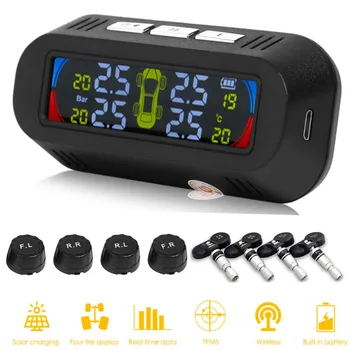 

AN-10C Solar Power TPMS Color Display LCD Car Tire Tyre Pressure Monitoring System with 4 Internal / External Sensors