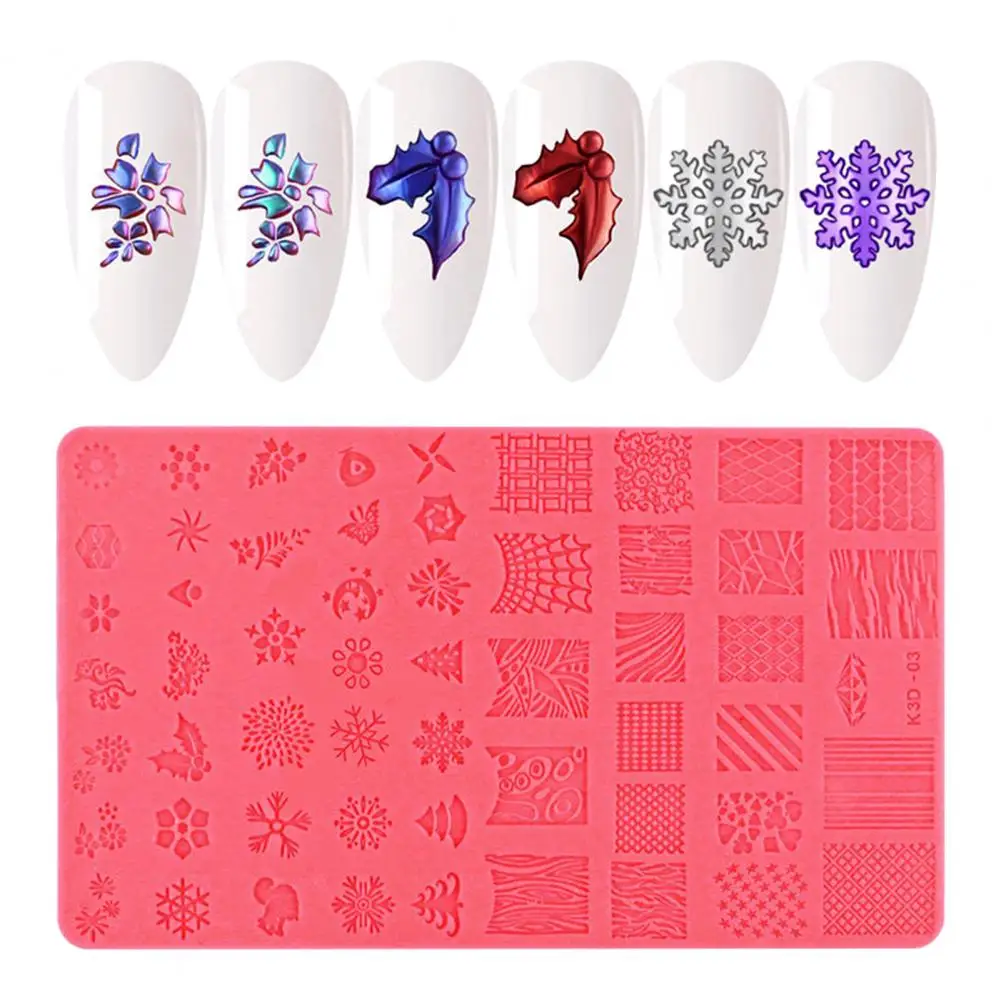 3D Nail Art Template Soft 1PC Silicone Nail Carving Molds Sculpture Stamping Stencils Manicure Decoration Accessories 2