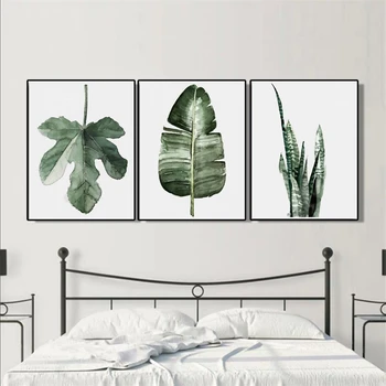 

Laeacco 3 Panel Canvas Painting Calligraphy Nordic Leaf Posters and Prints Wall Art Pictures for Living Room Home Decoration