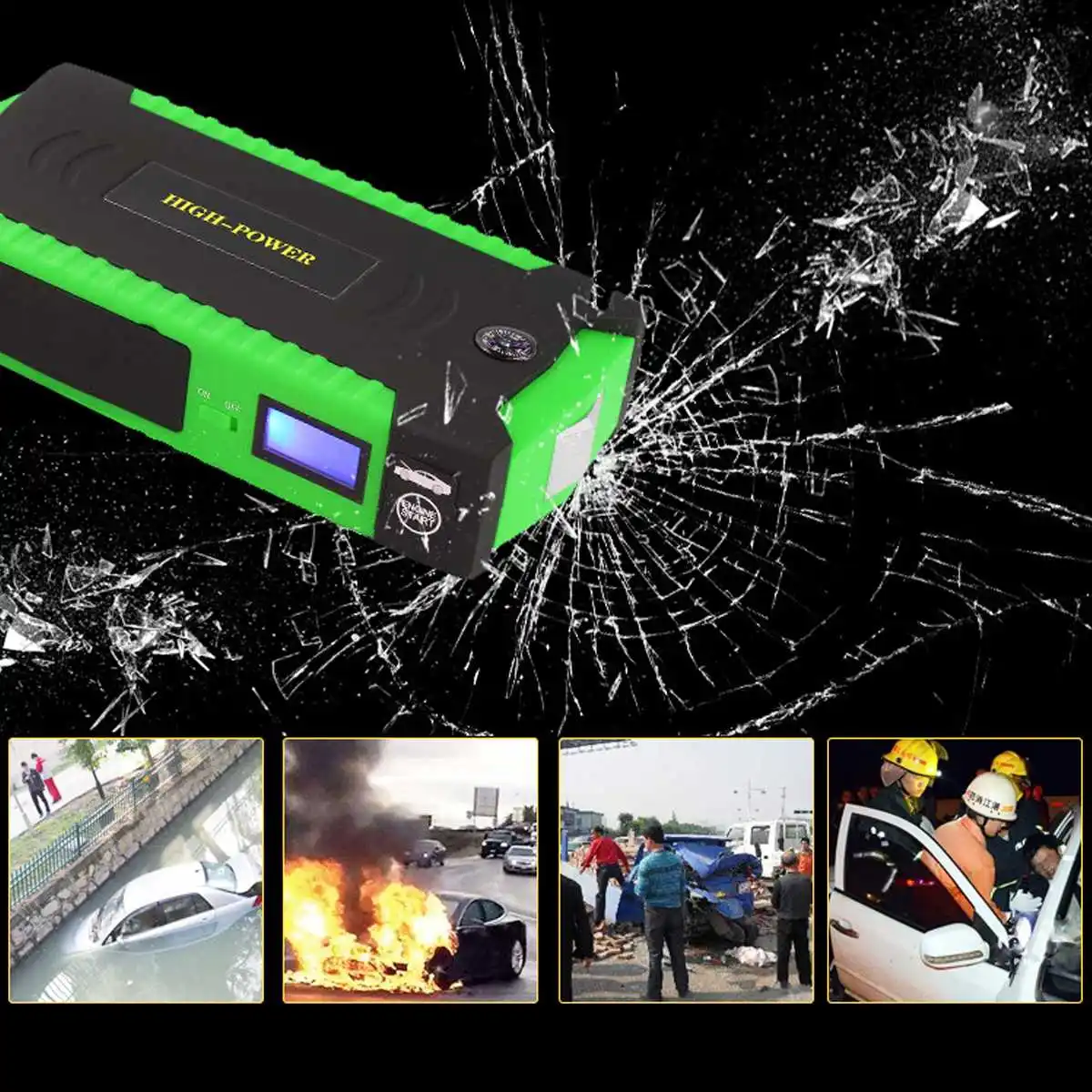 Многофункциональное пусковое устройство 82800mAh 12V 600A 4USB, портативное автомобильное зарядное устройство, пусковое устройство