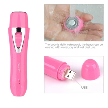 

2 in 1 Mini Electric Lady Hair Shaver Facial Epilator USB Rechargeable Female Nose Hair Remover Armpit Bikini Shaving Razor