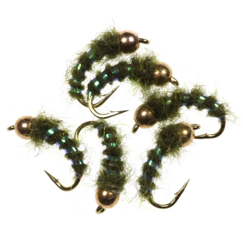 

6Pcs Fishing Baits Hooks Copper Beads Head Fly Lure Tackle Tool Fishing Tackle Lifelike Fake Flies Trout Fishing Fishing Lure