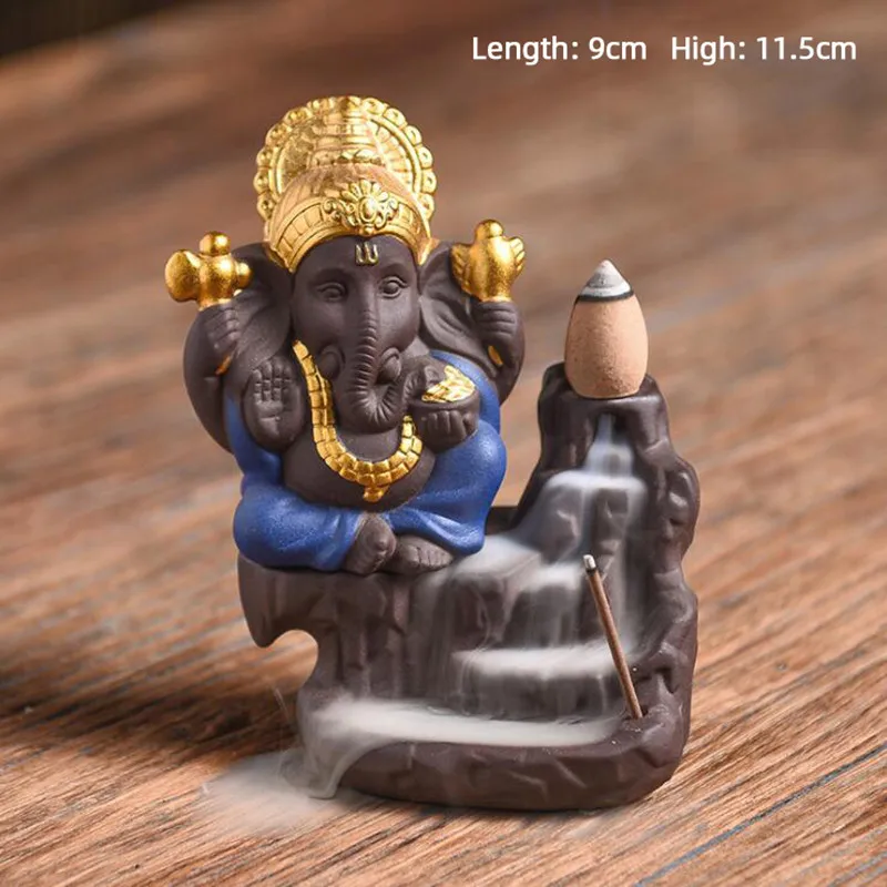 Ganesha водопад благовония держатель для благовоний дзен Wierook водяная поддержка Encens курильницы база домашний декор курильницы - Цвет: Blue Left