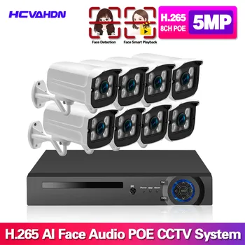 

Face Recognition H.265+ 8CH 5MP HD POE NVR Kit CCTV Security System 5MP AI IP Camera Outdoor P2P Video Surveillance Set 2TB HDD