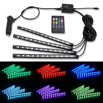 

8 RGB Color Auto Atmosphere Lights Interior Foot Remote APP Control For Ford F-250 F-350 Falcon Fiesta Focus Galaxy Kuga Ranger