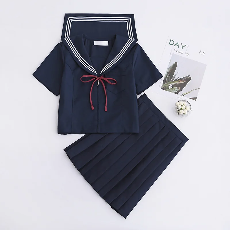 Large-Size S-5XL 8 Sizes Japanese JK Uniforms School Dresses For Girls Navy Blue Sailor Suit Jacket Middle School Uniforms Suits 5