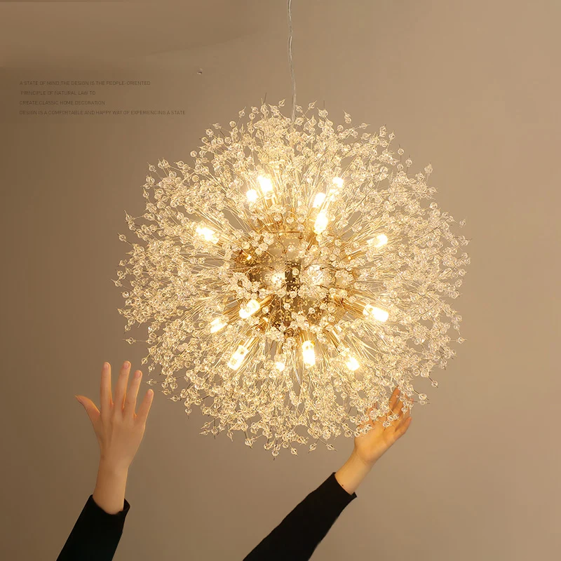 Art Crystal Pendant Lights Spark Ball Gold/Silver body Dandelion Dinning Living Room Bar Personality Lamp