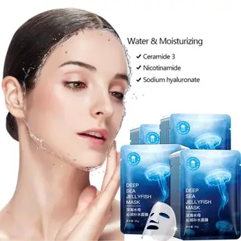 

1pc Deep Sea Jellyfish Mask Hydrating Shrinking Pores Pack Brighten Smooth Face Nourishment Skin Water Moisture Mask Care H9N8