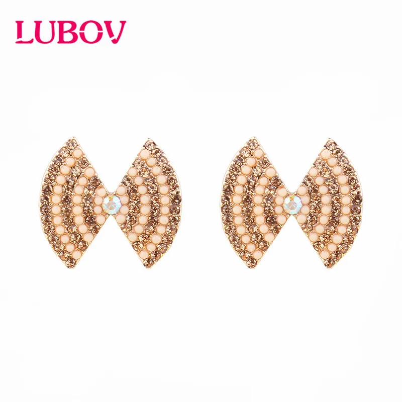 

LUBOV Lovely Bowknot Crystal Stone Stud Earrings for Women Exquisite Design Party Earrings Christmas Gift for Girl wholesale