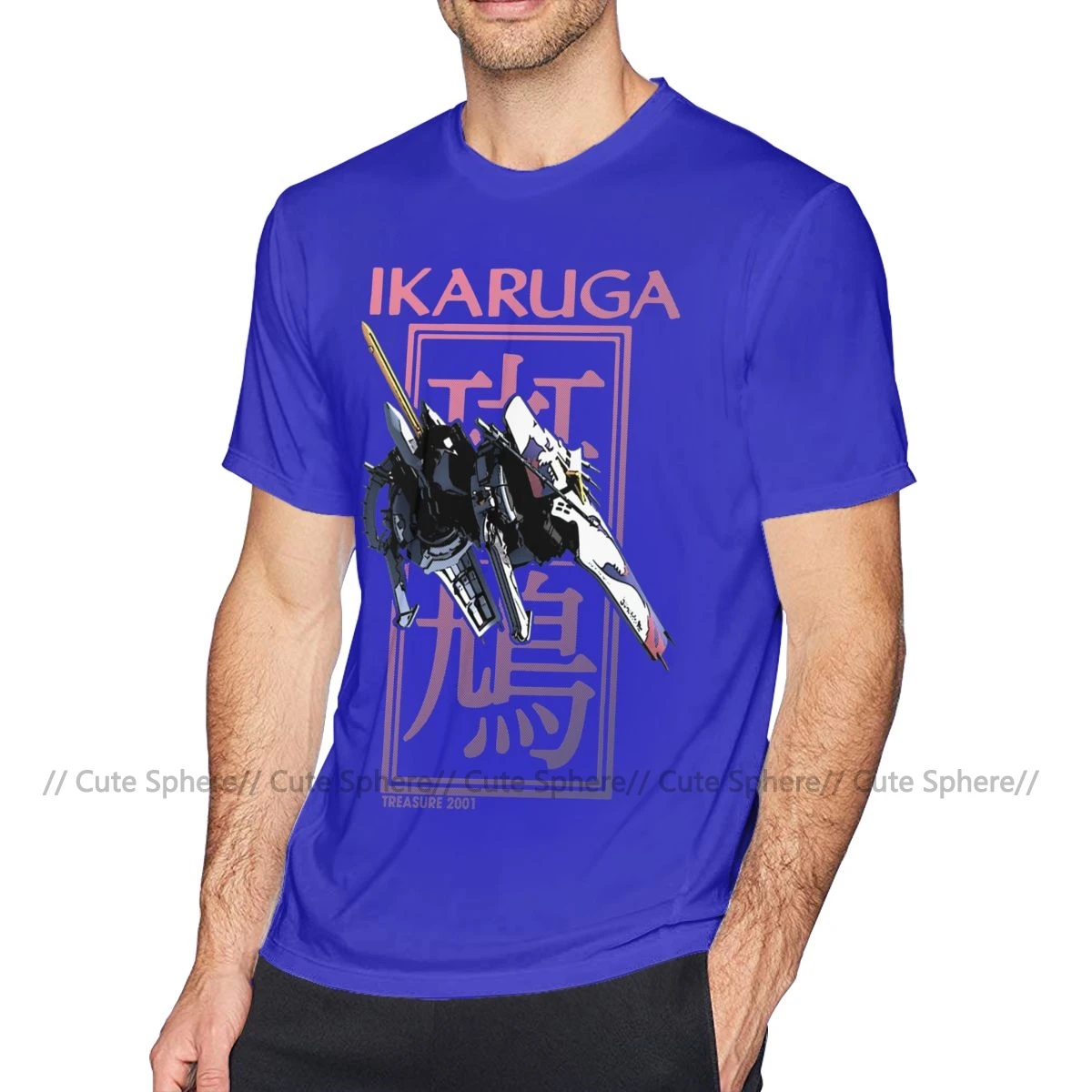 Сияющая футболка Ikaruga, Мужская футболка с коротким рукавом, Милая футболка 6xl, 100 хлопок, принт, Пляжная футболка - Цвет: Blue