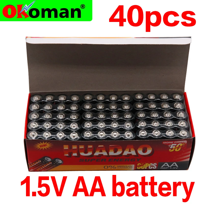 40 шт. батарейки AA 1 5 В LR6 AM3 E91 MN1500 сухие щелочные для электрических игрушек