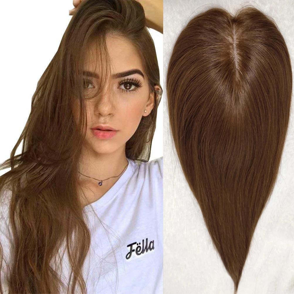 Dark Brown Color Women Toupee 12 Inches 13*15cm Mono Lace+clips Hair