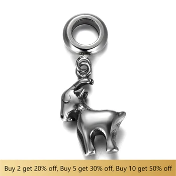 

316L Stainless Steel Spacer Bail Bead Goat Charms 5mm Hole Polished Metal Charm Accessories DIY Bracelet Jewelry Making