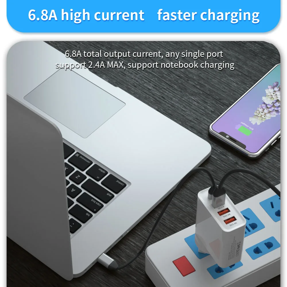 4in1 USB зарядное устройство для macbook xiaomi huawei 65 Вт быстрой зарядки 5 V/3A PD3.0/PD2.0/FCP PD зарядное устройство адаптер EU/US перенапряжения Защита