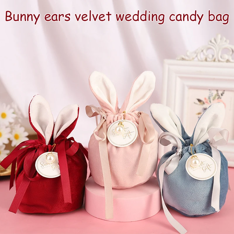 Easter Cute Bunny Gift Packing Bags Velvet Valentine's Day Rabbit Chocolate Candy Wedding Birthday Party Jewelry Organizer | Дом и сад