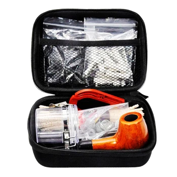 

HORNET Tobacco Bag Set Wood Tobacco Pipe + Smoking Pipes Cleaning Tools + Carbon Pipe Filters + Glass Stash Jar For Herb