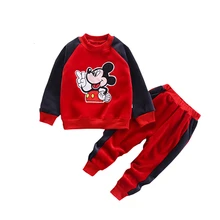 Микки Маус Мальчик в Девочке Зима Теплая Одежда Детская Мода Костюмы Младенческая Мультфильм Весна Осень Одежда Детская Толстовка С Капюшоном
