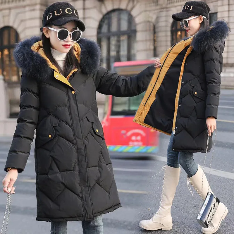 

Cotton-padded Clothes/Cotton Coat 2019 Winter Comfortable Long Sleeve Women's Long Thick Warm Fashion Simple Versatile