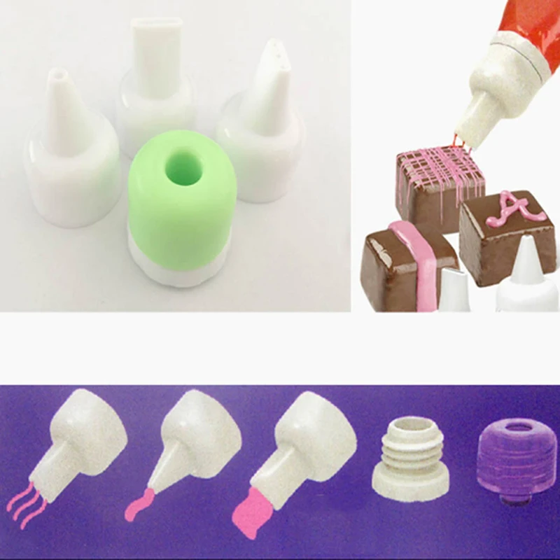 4pcs Cream Chocolate Decoration Decorating Mouth Set Converter Nozzle Decorative Tip Set Converter Nozzle Adapter Baking Mold