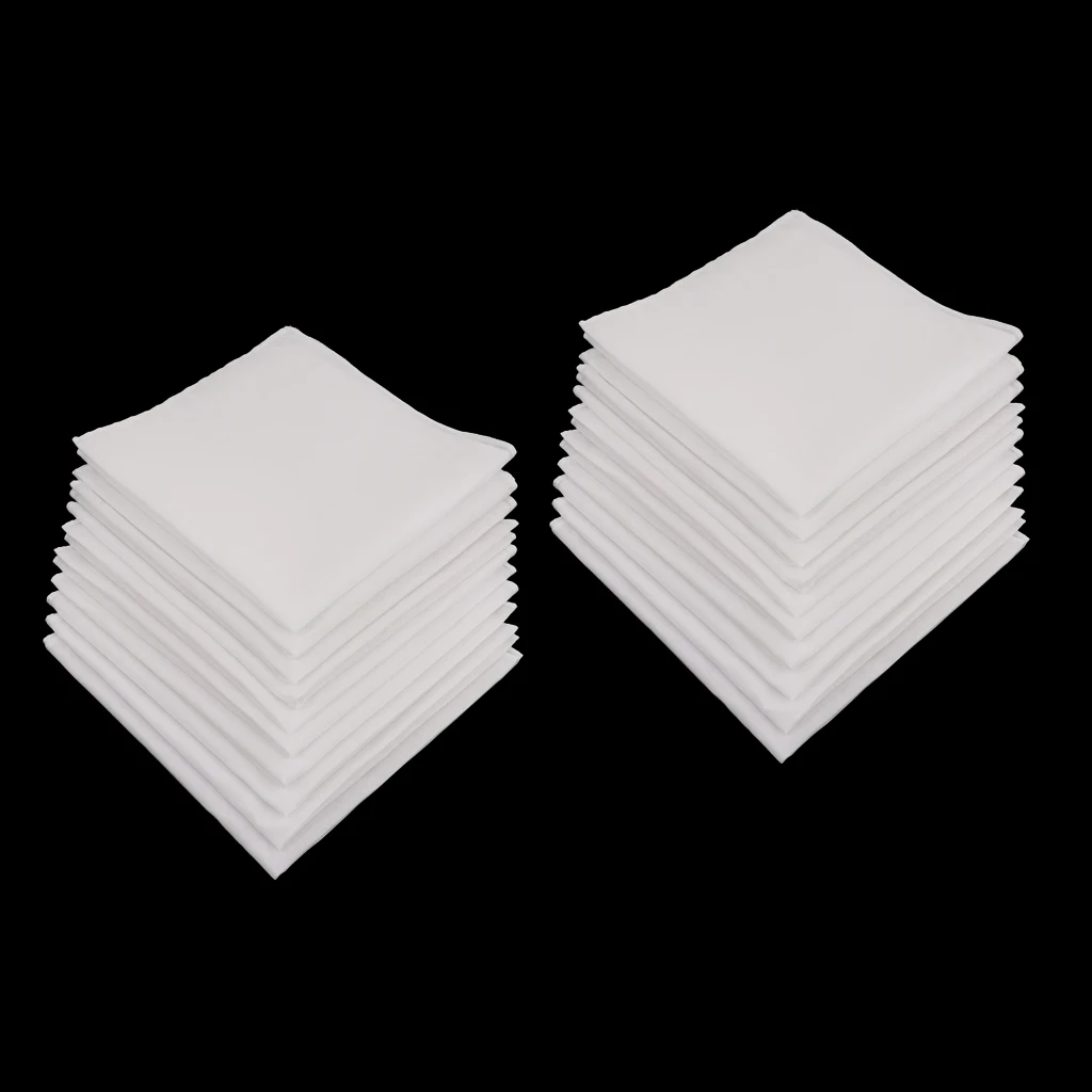 20pcs Pure Cotton White Handkerchiefs Women Men Hanky Hankies Kerchiefs 1