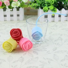 100 шт./лот ситечко для заваривания чая в форме розы из пищевого силикона, креативный ситечко для чая разных цветов