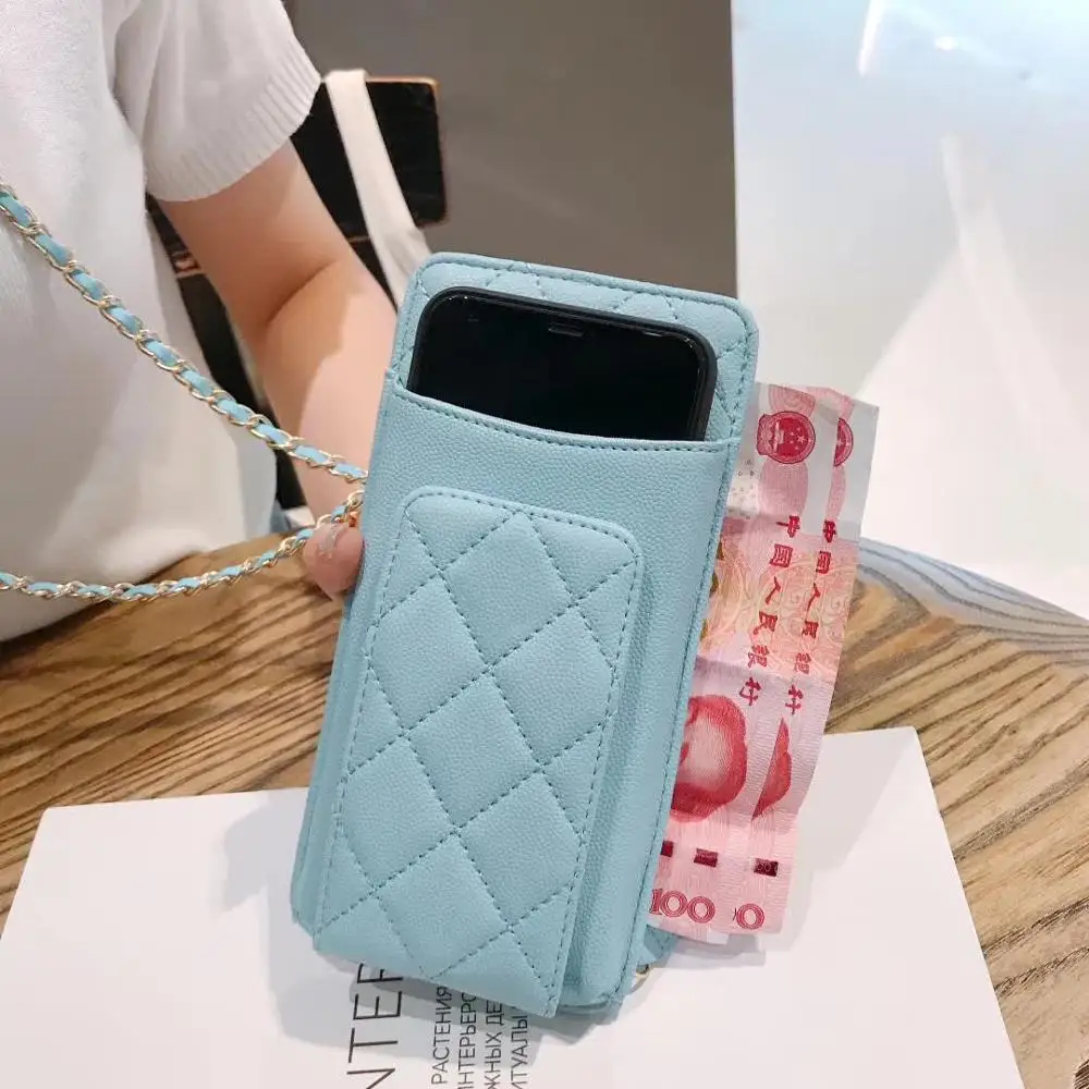 Luxury CC Gold Logo Handbag Caviar PU Leather Phone Bag Designer Card wallet Purse Women Crossbody Cellphone Pouch for 6.7