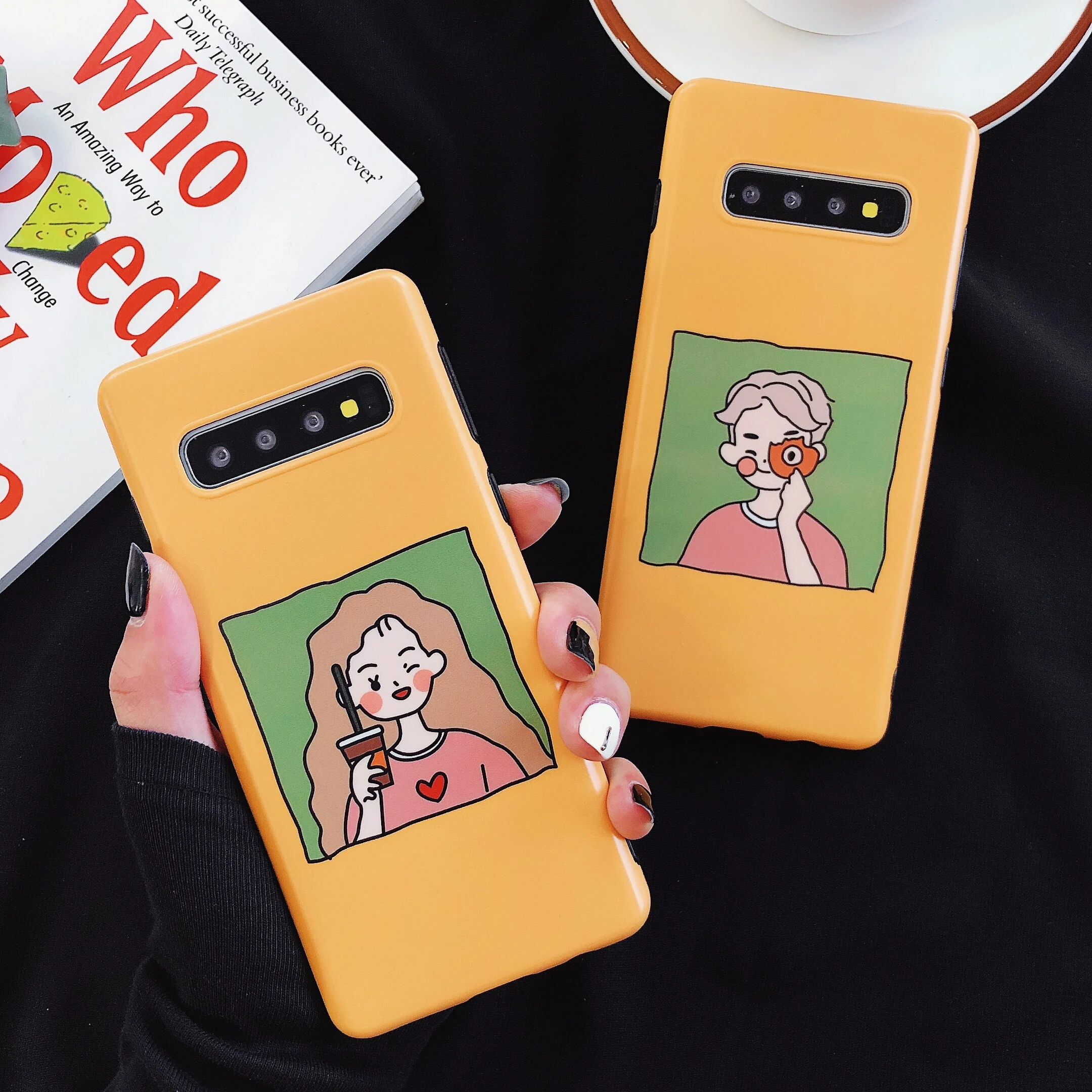 Мягкий чехол с изображением мальчика и девочки для Samsung Galaxy S10 Plus S8 S9 пары желтого