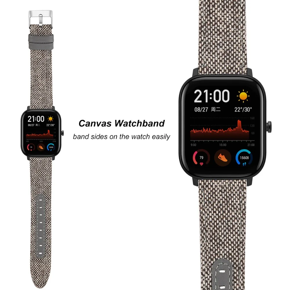 20 мм 22 мм холщовый ремешок для часов Huami Amazfit GTS нейлоновый быстросъемный ремешок браслет для Amazfit GTR 42 мм 47 мм Amazfit BIP полосы