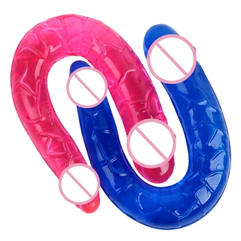Double Head Soft Jelly Dildo Massage Vagina Anal Butt Plug Magic Wand Realistic Penis Strapon Sex Toys For Woman Men Masturbator 5