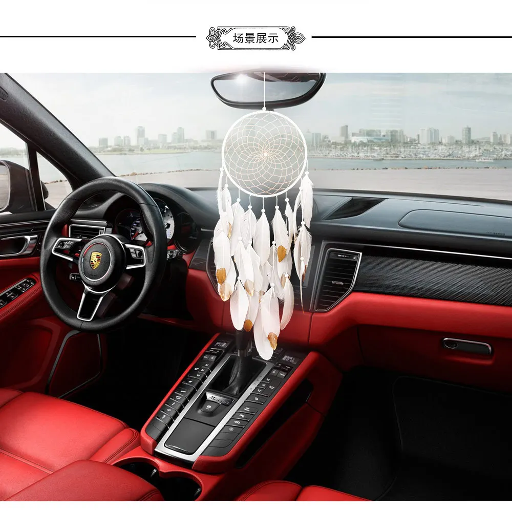 MS6009 New Style bai e mao Colorful Lights Dreamcatcher Pendant Dreamer Home Crafts Car Mounted Feather-Style