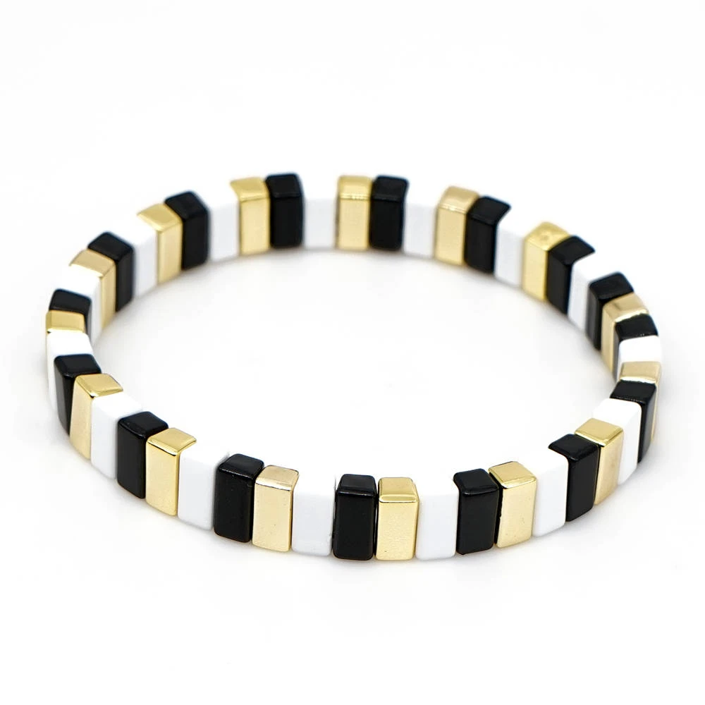 

Shinus Trendy Bracelets Men Tile Beads Bracelet Handmade Jewelry Women Latest Fashion Bangle Zebra stripes