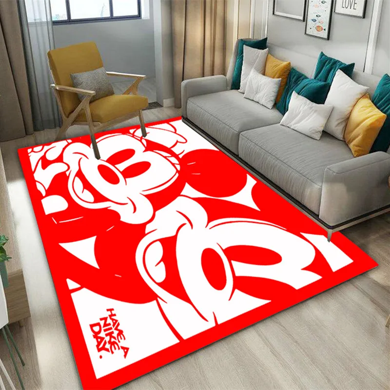 Disney Mickey Minnie Mouse Kids Playmat Washable Rug Mat for Boys Girls Living Room Modern Printing Geometric Floor Carpet