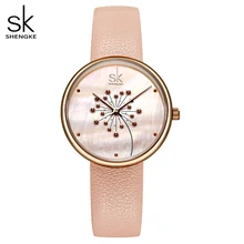 Shengke новые модные часы для женщин корпус цветок циферблат розовый Кожа свежий стиль Молодежные женские часы японский движение Montre Femme
