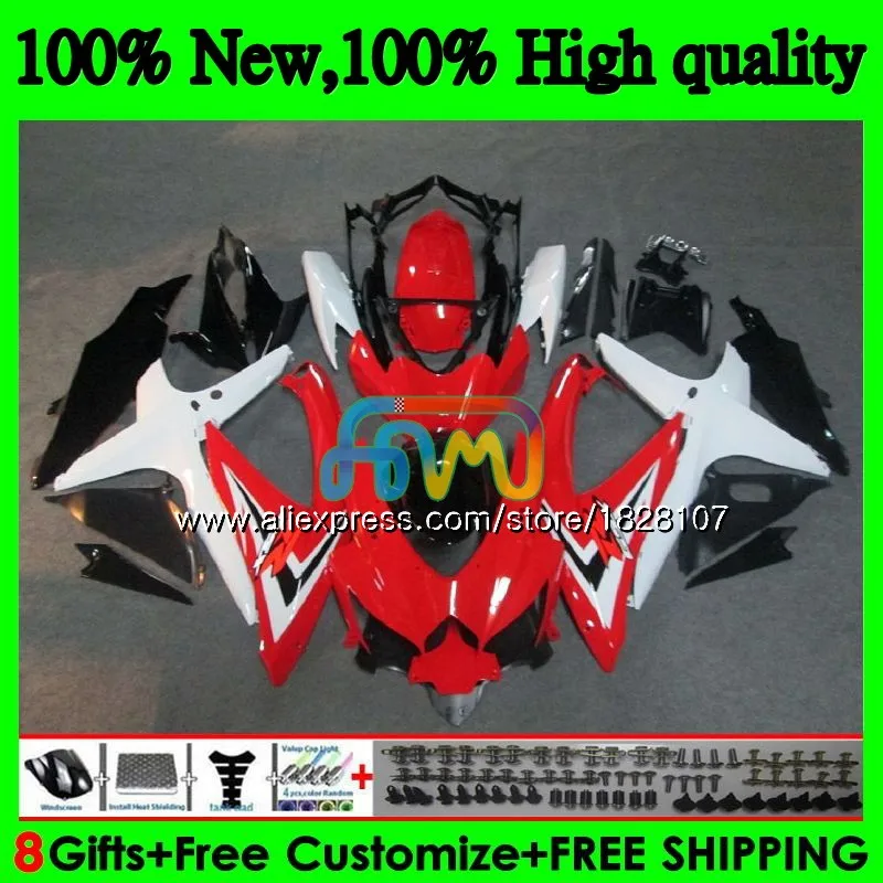 Комплект для SUZUKI GSXR 600 750 CC GSX R600 GSXR600 08 09 10 38BS. 9 GSX-R600 красный белый GSXR-750 K8 GSXR750 2008 2009 2010 обтекатель - Цвет: No. 1