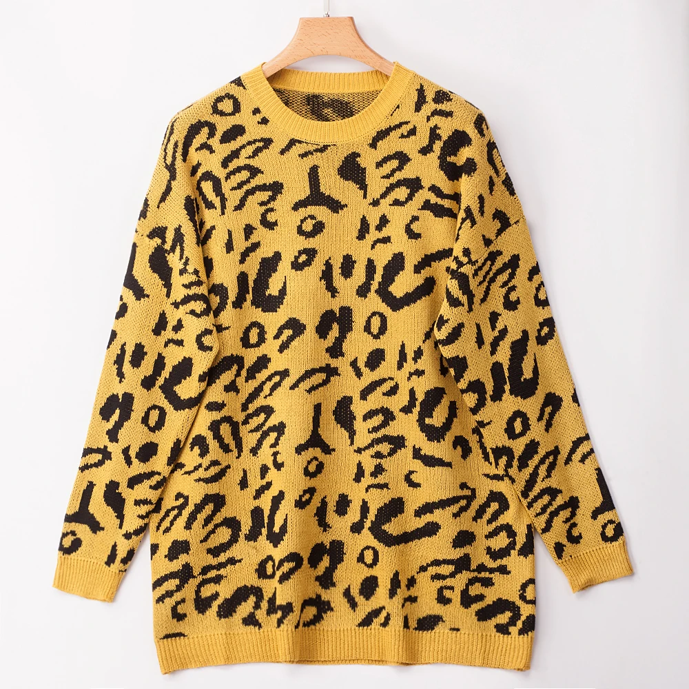 VITIANA женский сексуальный вязаный свитер Зима женский леопардовый принт с лосем повседневные свободные Рождественские свитера Дамская уличная одежда пальто