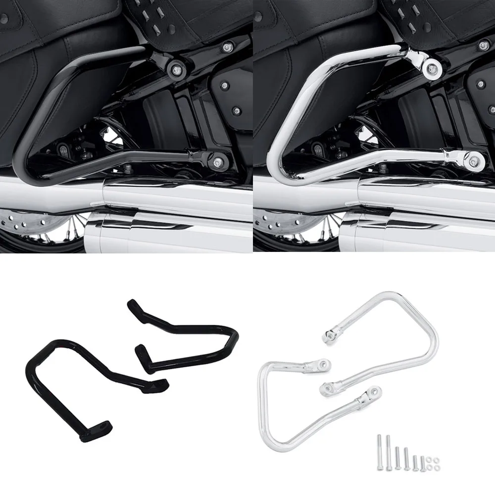 Motorcycle Saddlebag Guards Black Chrome For Harley Street Bob Deluxe