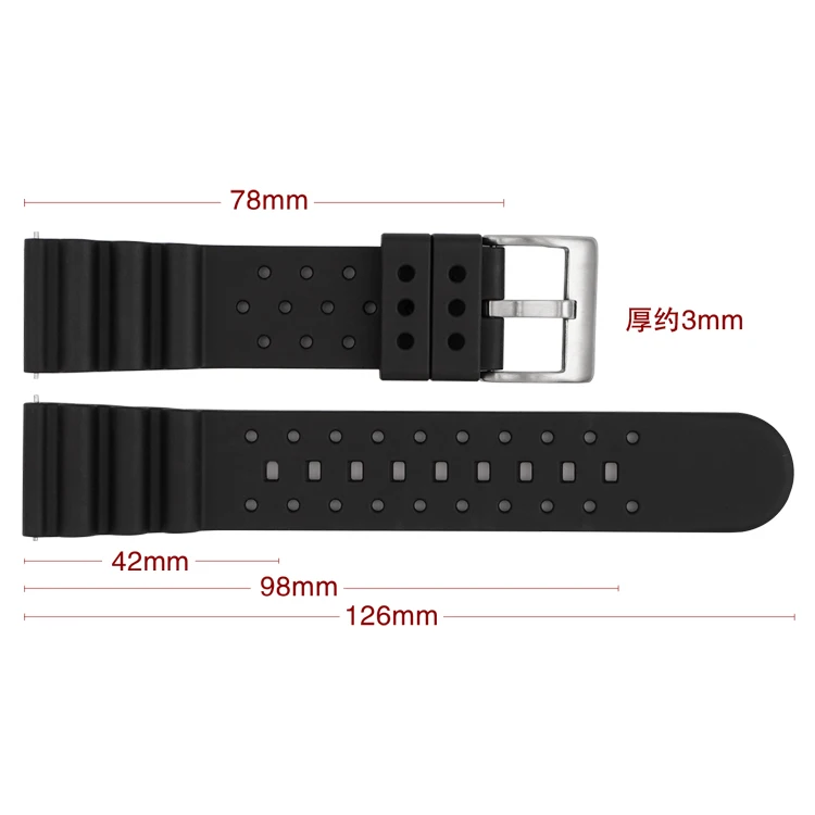 18 20 22 24mm Fluor rubber Uhren armband mit Schnell verschluss Sport wasserdichtes Universal armband Uhren zubehör mit Werkzeug – Detail 14